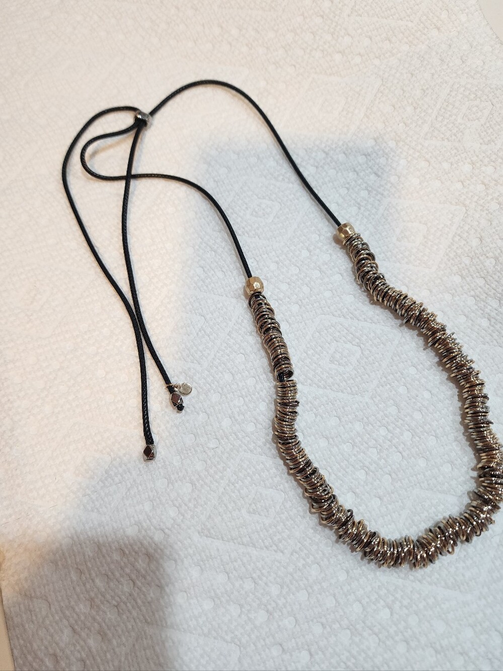 J JILL Adjustable Gold And Silver-Tone Disc Strand Necklace 36"